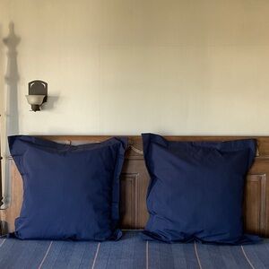 Navy Blue Egyptian Cotton 26 x 26 Euro Sham Pillow Covers Set of 2 NWT